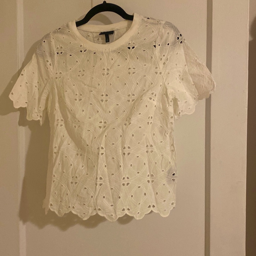 gently worn white eyelet top